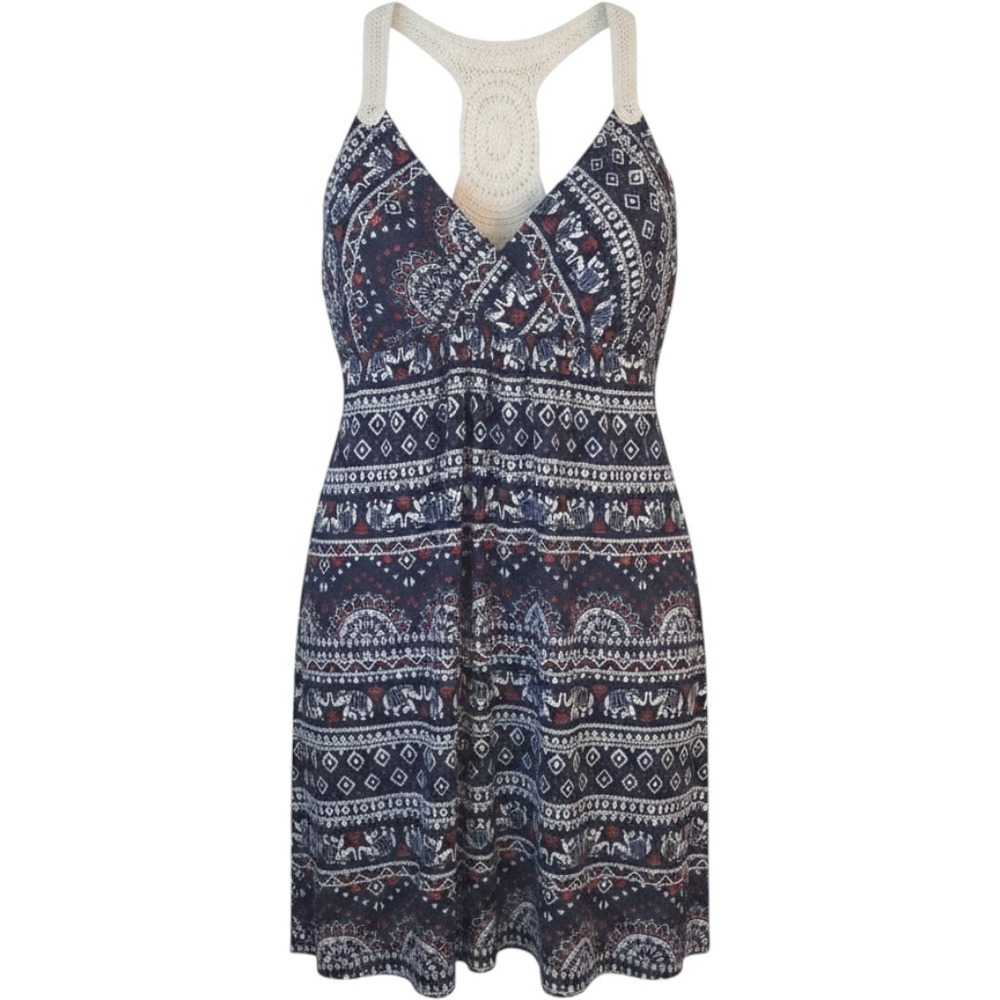 No Boundaries Womens XXL Boho Elephant Print Crochet Lace Racerback Mini Dress - Picture 1 of 11